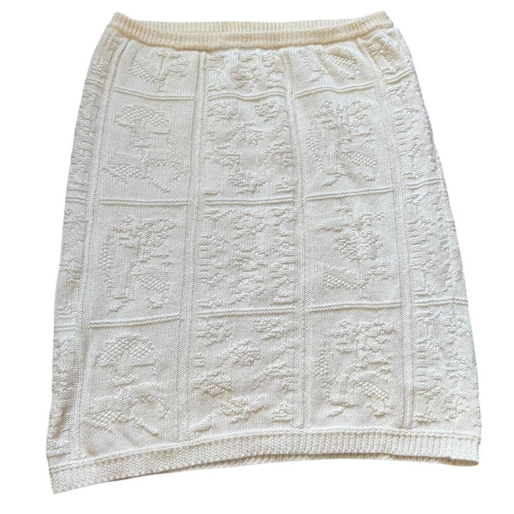 Bonnie Boerer Petite Cream Knit Skirt Metallic Accents Women’s P/S